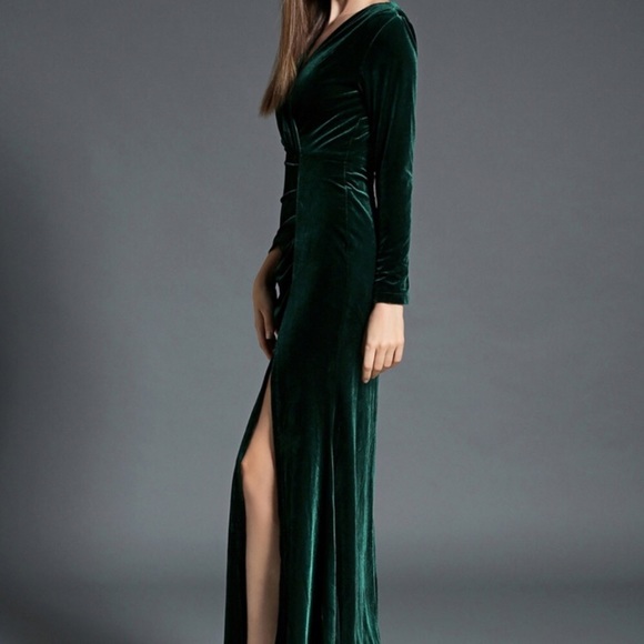 LAST ONE -NO RESTOCK Green Velvet Prom Dress - Picture 2 of 6